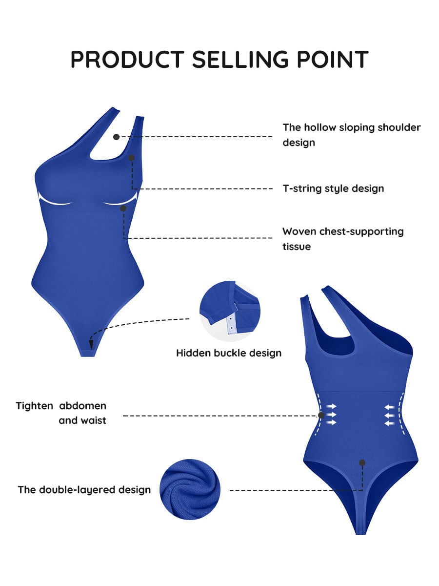 One-Shoulder Cut-Out Waist Compression Bodysuit 28