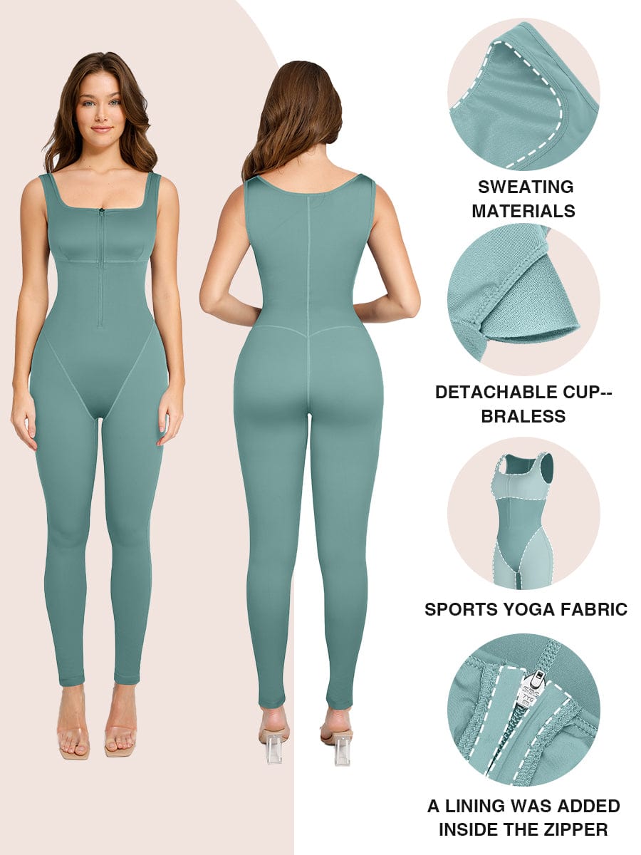 Zip-Front Sports Sauna Jumpsuit 2