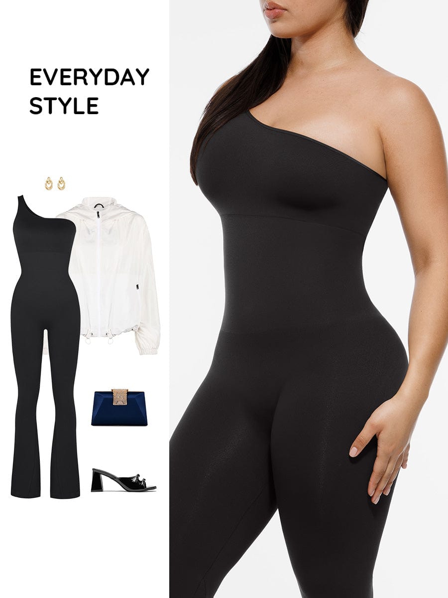 Seamless Sloped Shoulder Flared Leg Jumpsuit 19