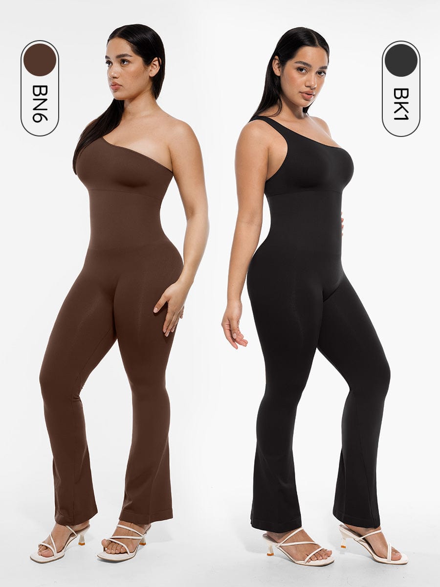 Seamless Sloped Shoulder Flared Leg Jumpsuit 18
