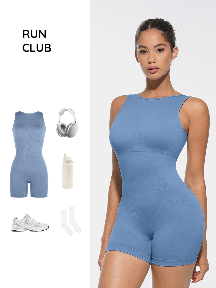 Round Neck U-Back Bodysuit With Removable Cups 25