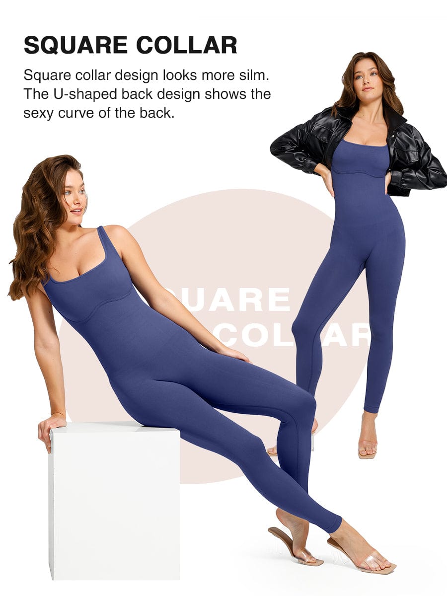Square Neck U-Back Shaping Jumpsuit 17