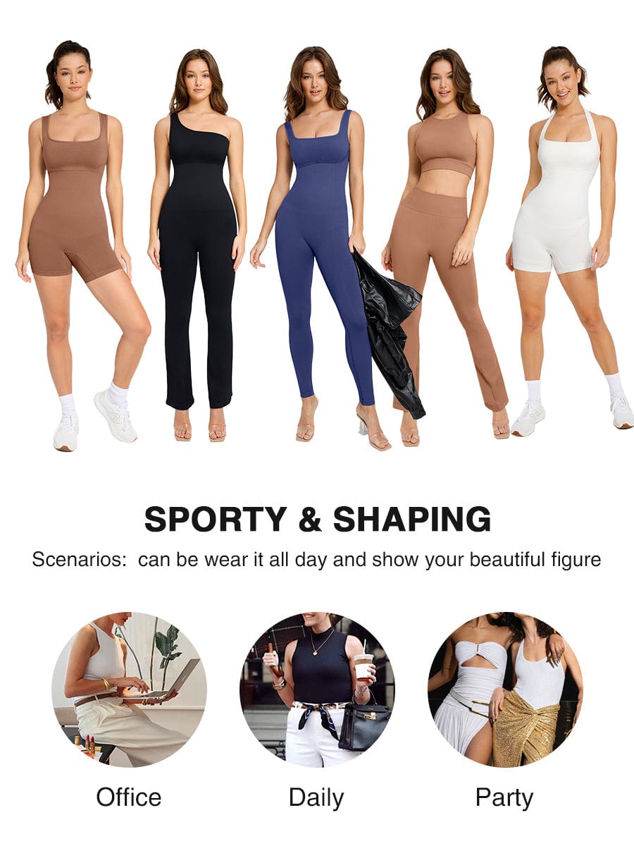 Square Neck U-Back Shaping Jumpsuit 18