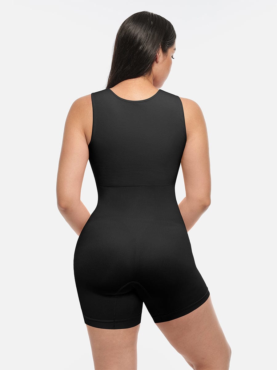 Eco-Friendly Inverted T-Strap Waist Shaping Jumpsuit Pink 3