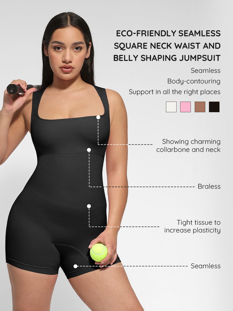 Eco-Friendly Inverted T-Strap Waist Shaping Jumpsuit 22