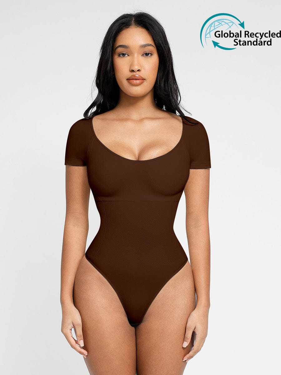 Eco-Friendly Square Neck Shaping Jumpsuit Dark Brown 1