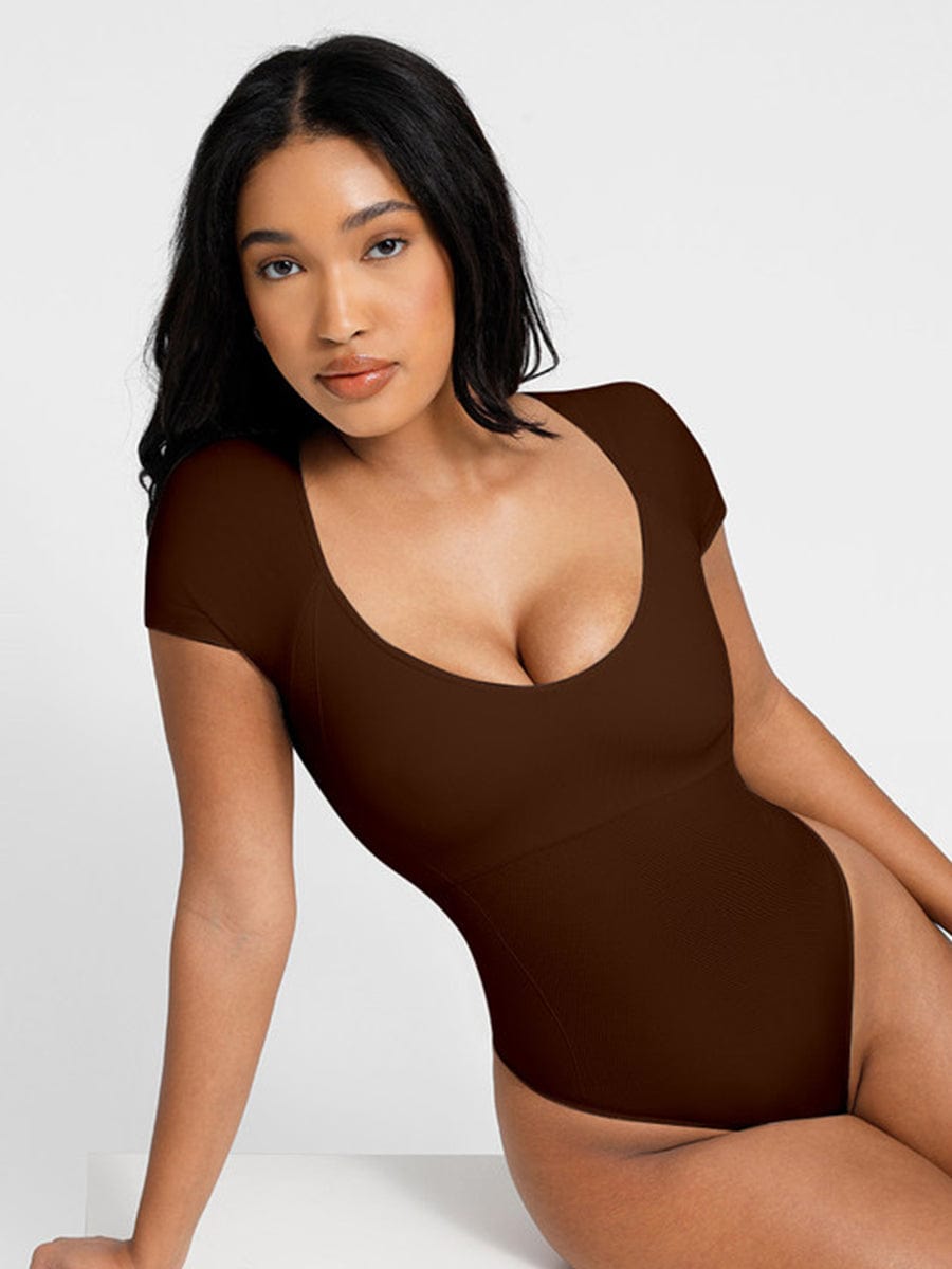 Eco-Friendly Square Neck Shaping Jumpsuit Dark Brown 2