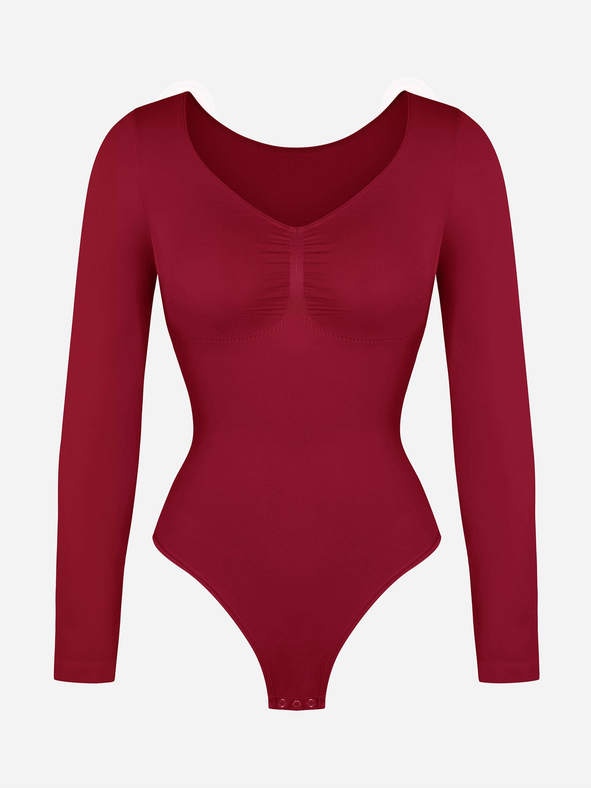 Seamless Long Sleeve Diamond Neck Thong Bodysuit 27