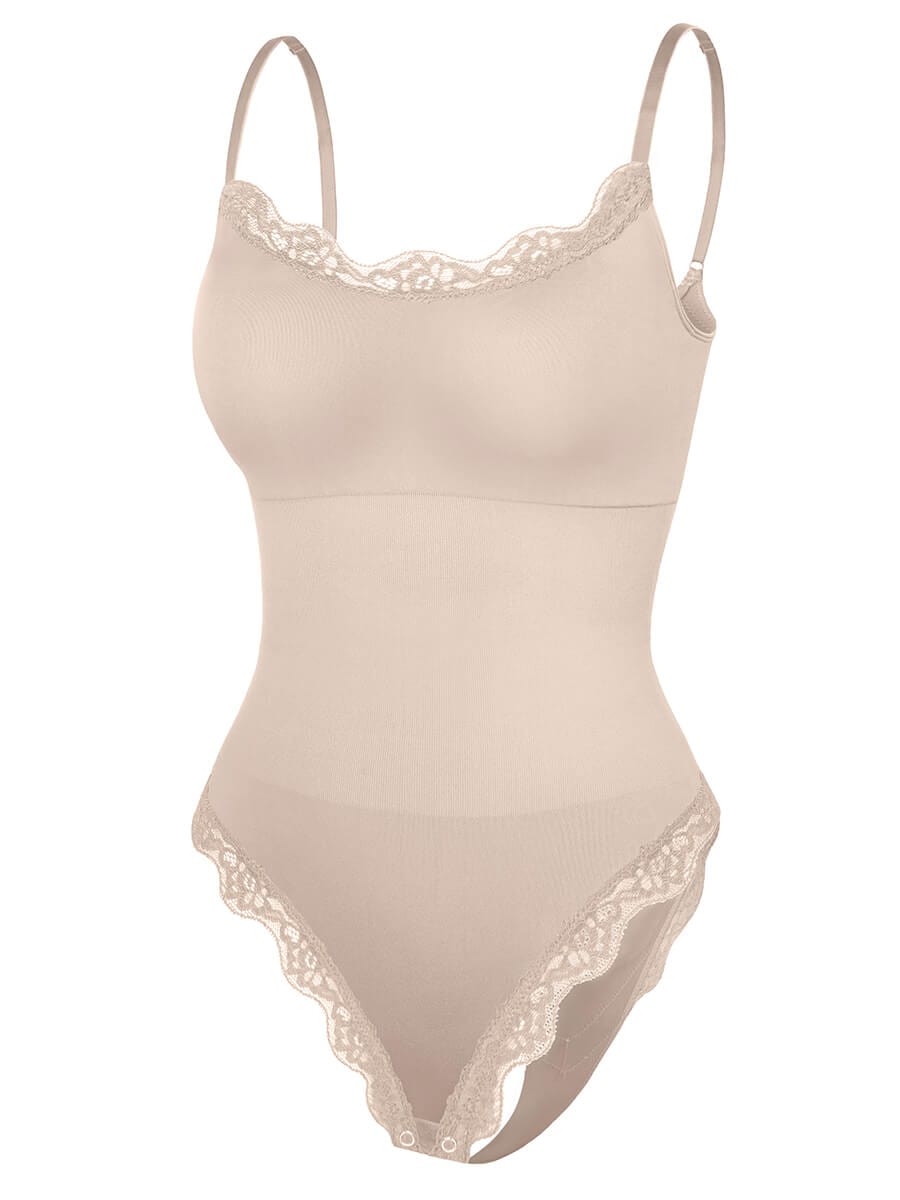 Seamless Lace Cami Tummy Control Thong Bodysuit 41