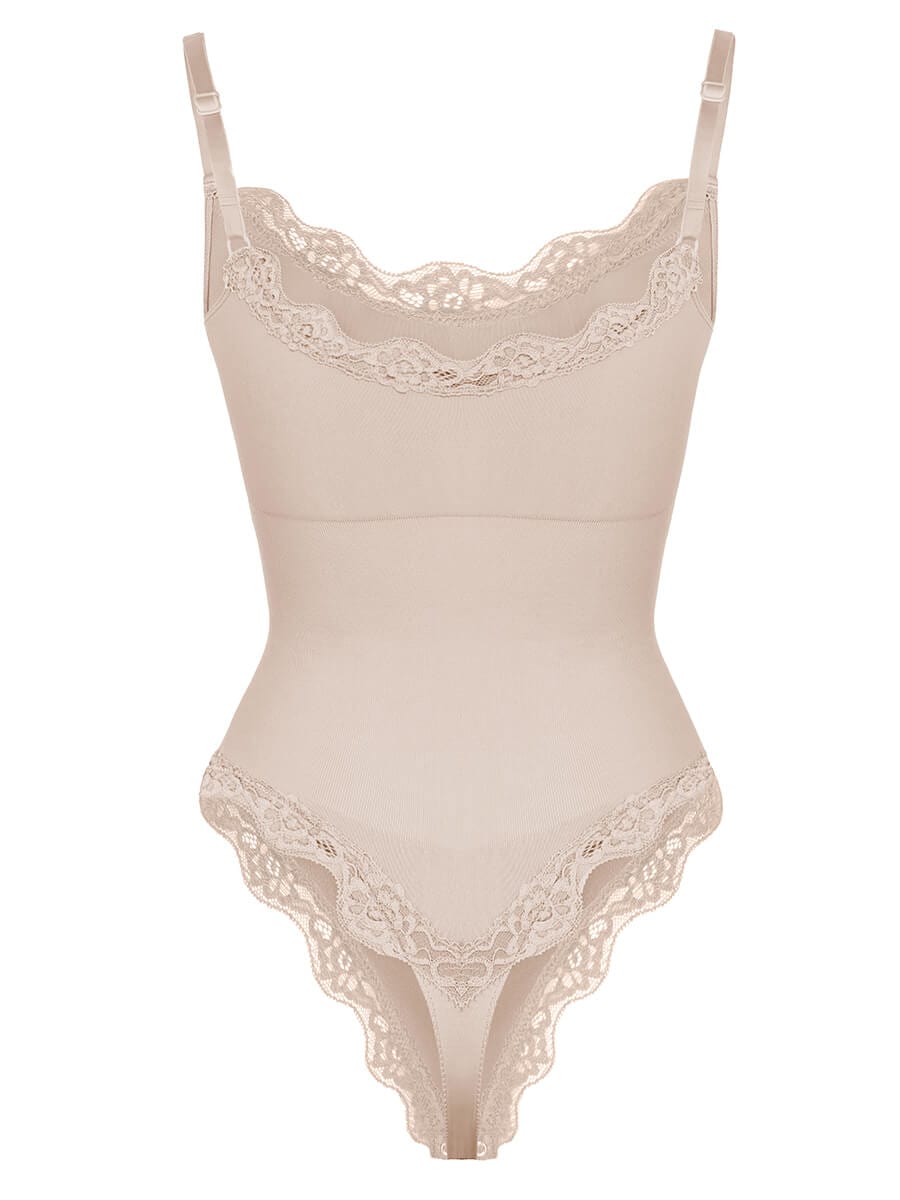 Seamless Lace Cami Tummy Control Thong Bodysuit 42