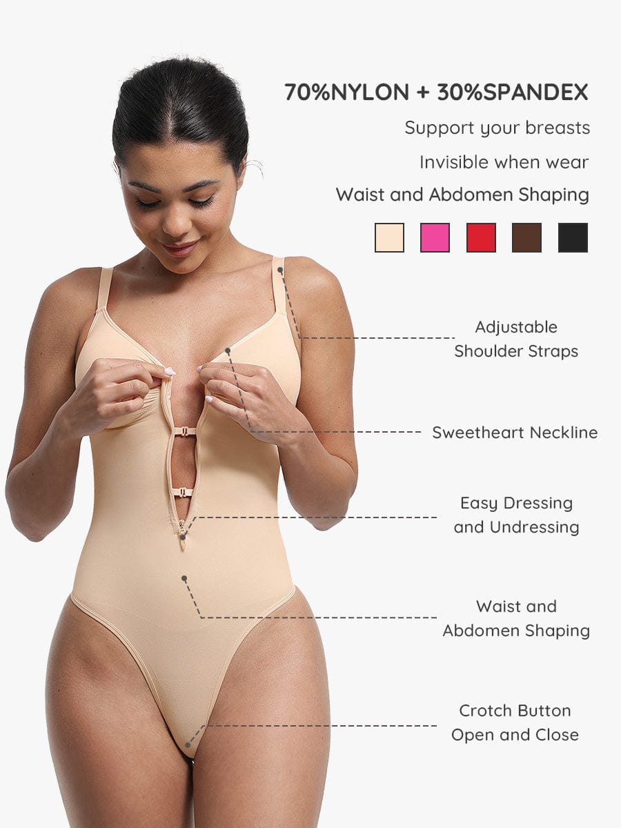 Seamless Plunge Chest Support Bodysuit 29