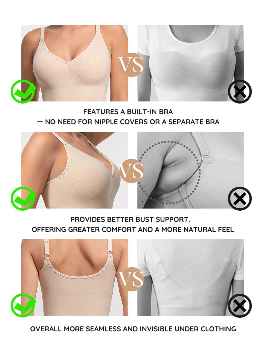 Seamless Built-In Bra Tummy Control Thong Bodysuit 17