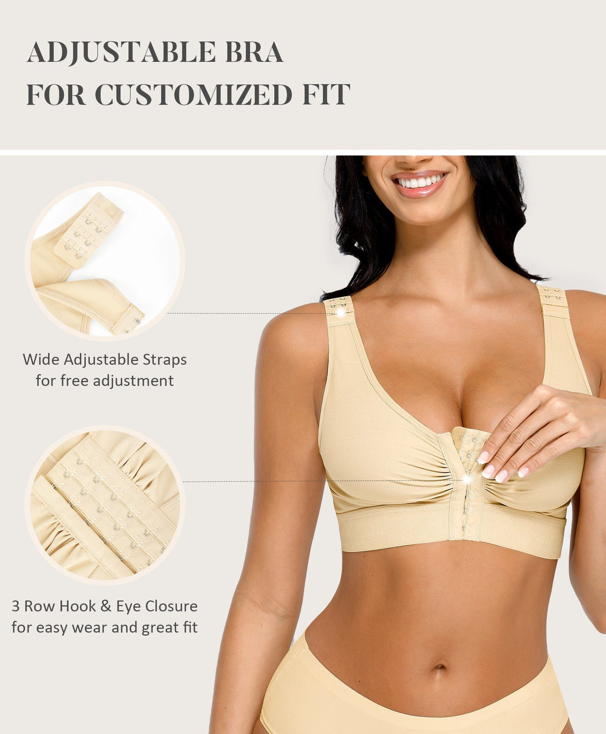 Post-Surgery Triple-Hook Front Closure Bra 3