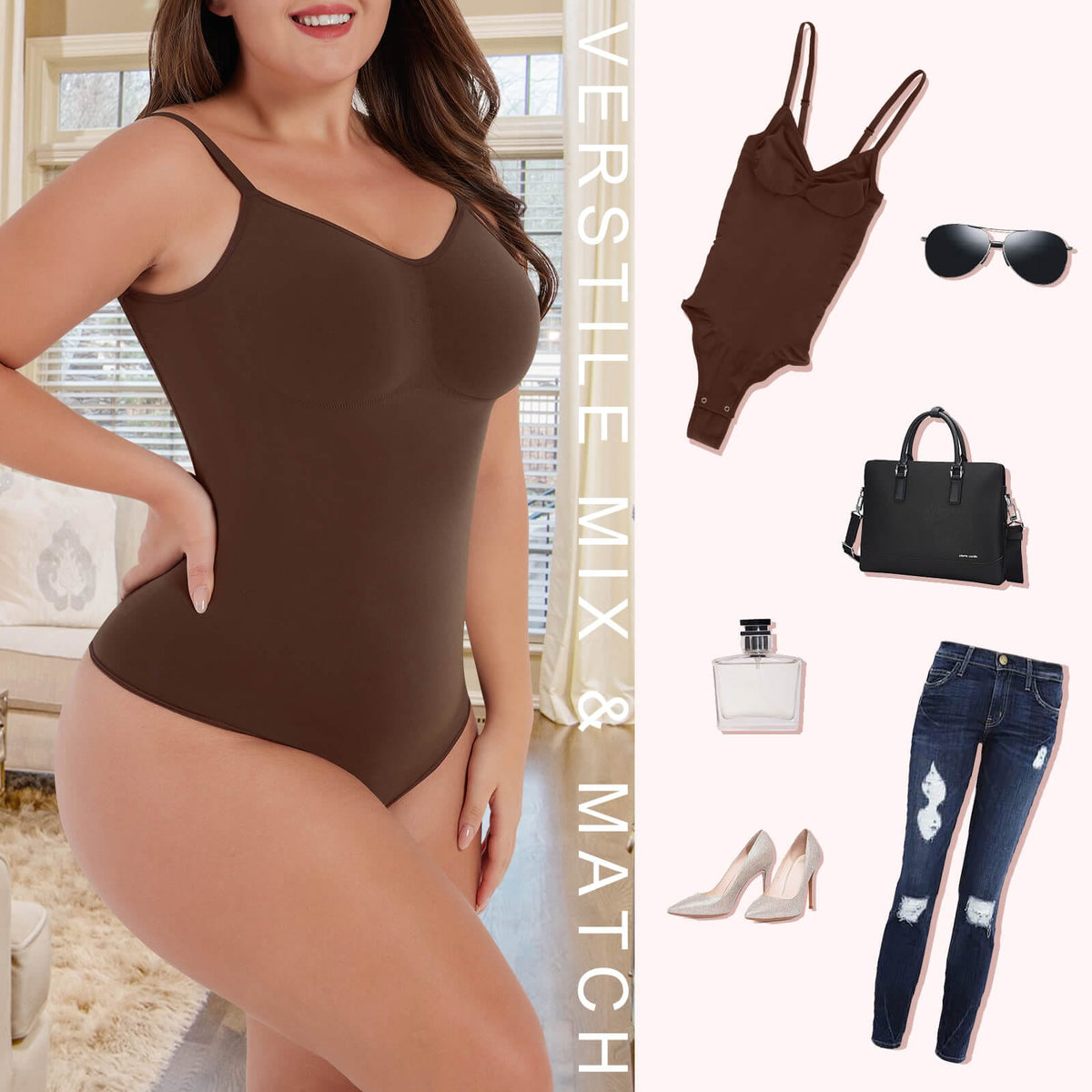 Seamless Cover-Breast Open-Back Thong Bodysuit 3