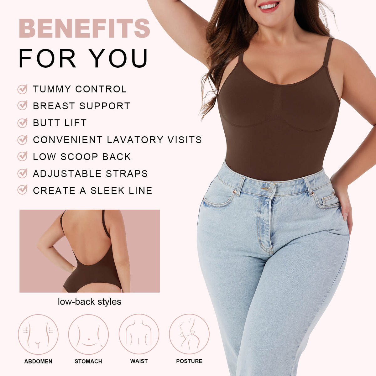 Seamless Cover-Breast Open-Back Thong Bodysuit 5