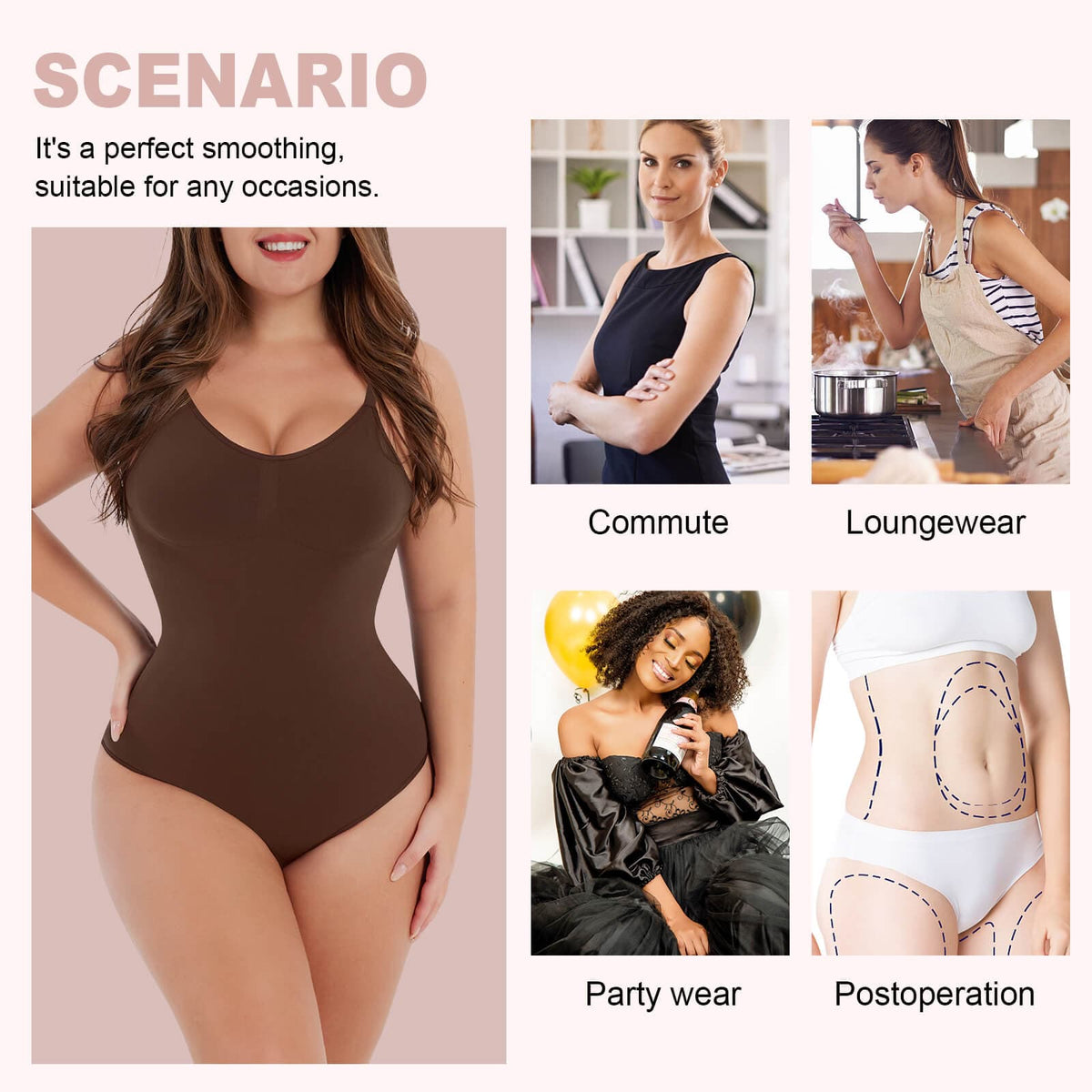 Seamless Cover-Breast Open-Back Thong Bodysuit 7
