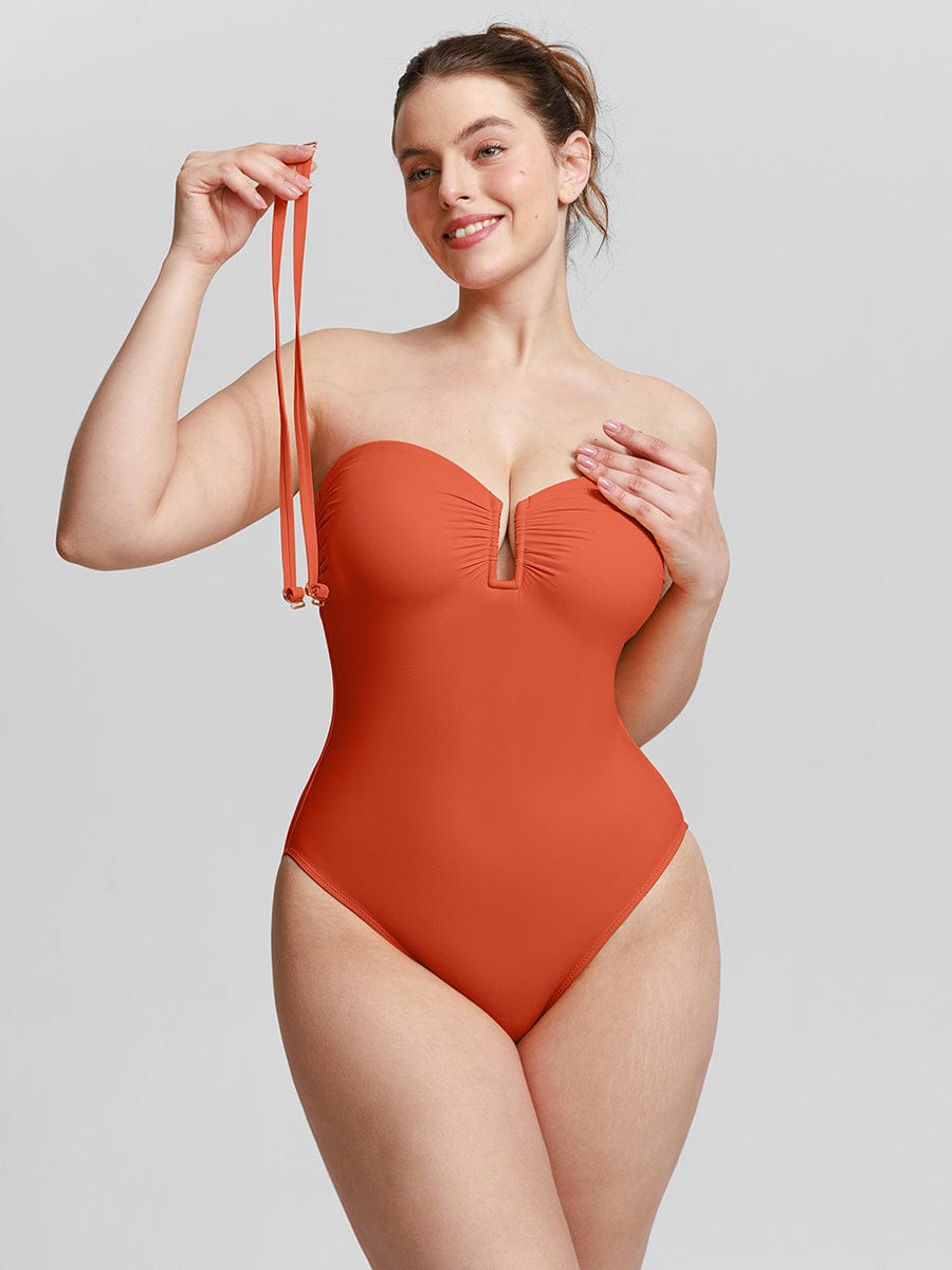 Strapless Tummy Control One-Piece Swimsuit Black 1
