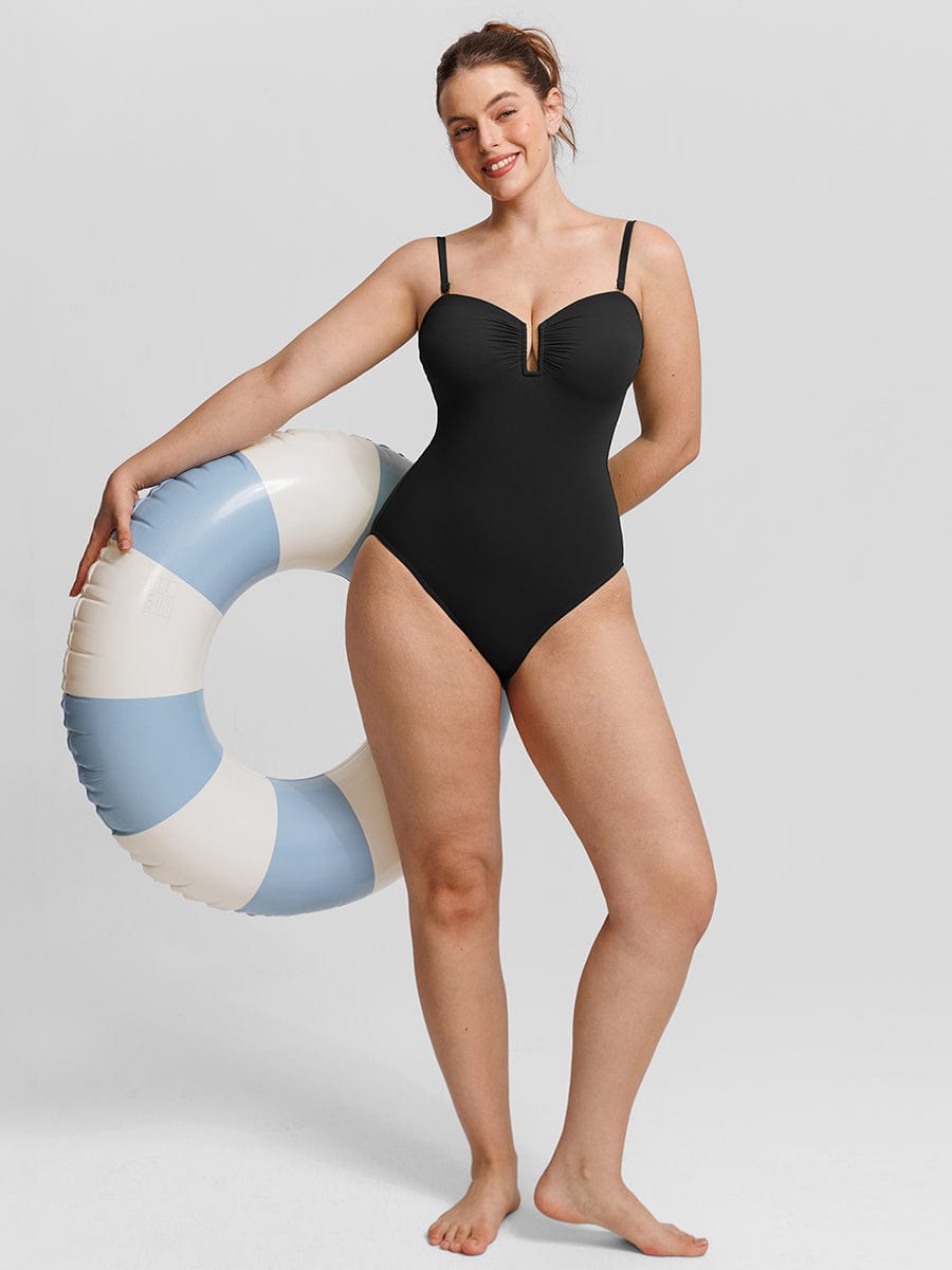 Strapless Tummy Control One-Piece Swimsuit Orange 4