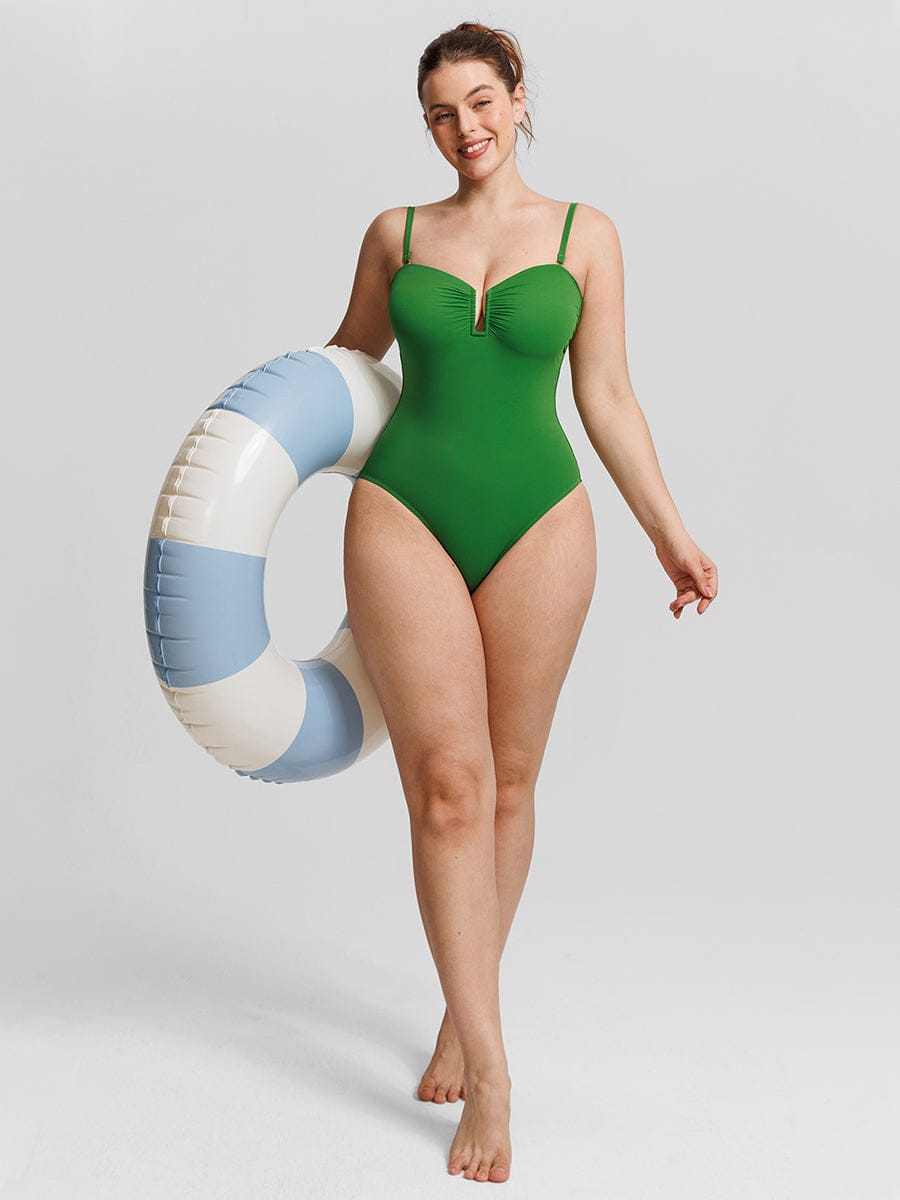 Strapless Tummy Control One-Piece Swimsuit Green 6