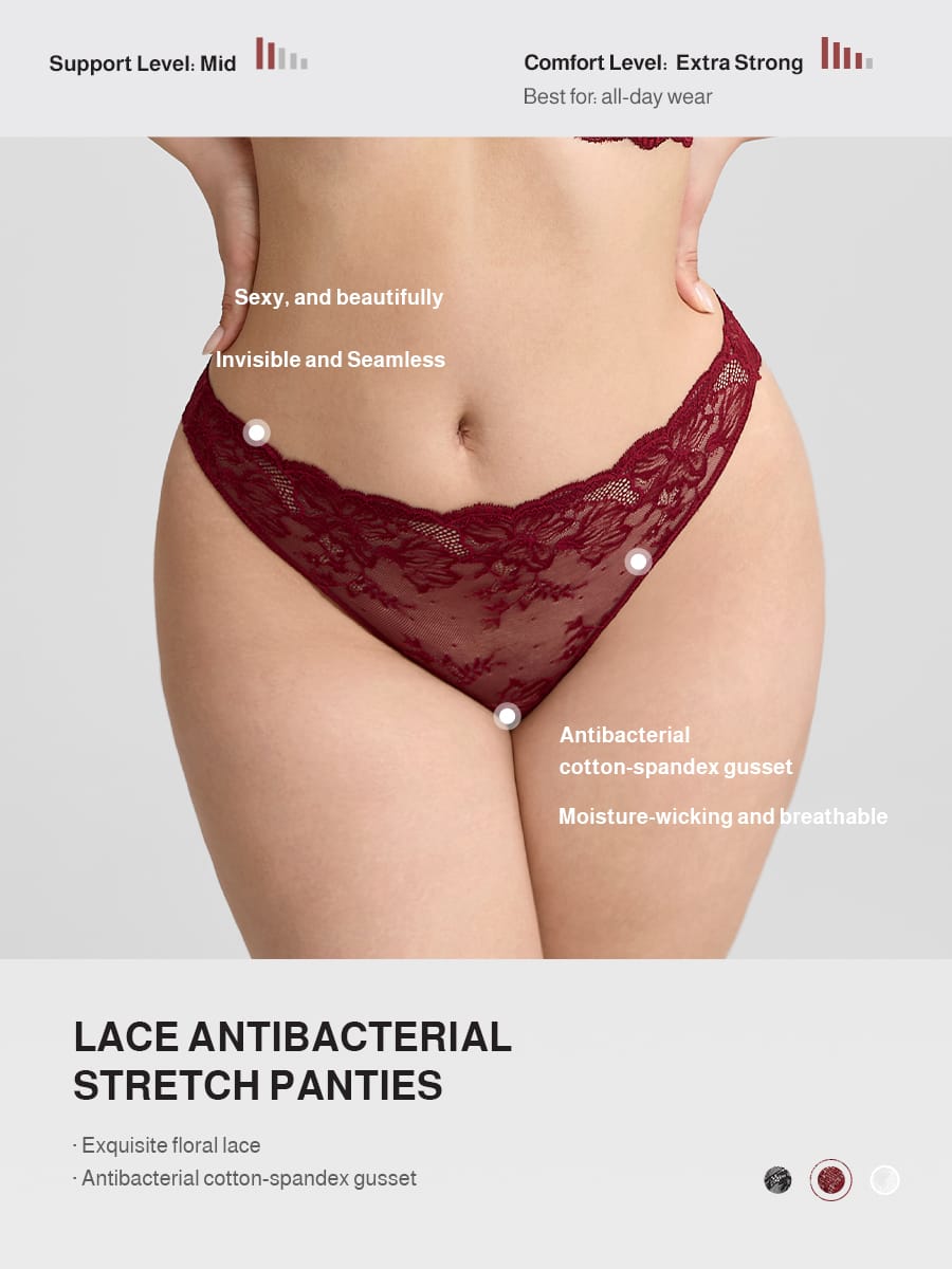 Low-Rise Lace Panties With Antibacterial Cotton Crotch 22