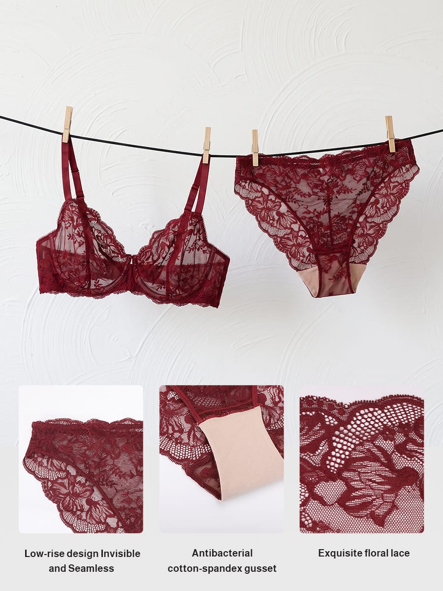 Low-Rise Lace Panties With Antibacterial Cotton Crotch 23