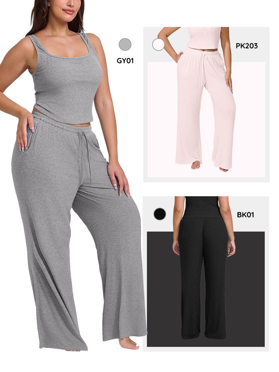 Ribbed Wide Leg Lounge Pants 3