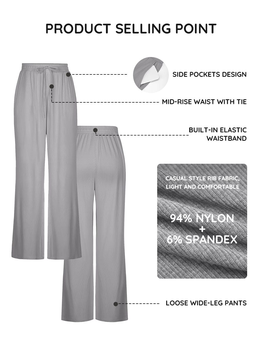 Ribbed Wide Leg Lounge Pants 2
