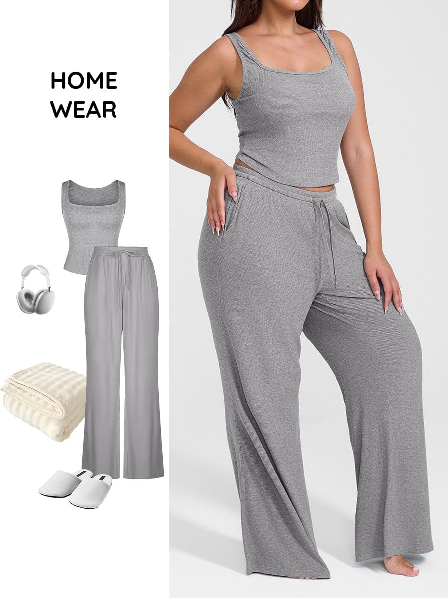 Ribbed Wide Leg Lounge Pants 4