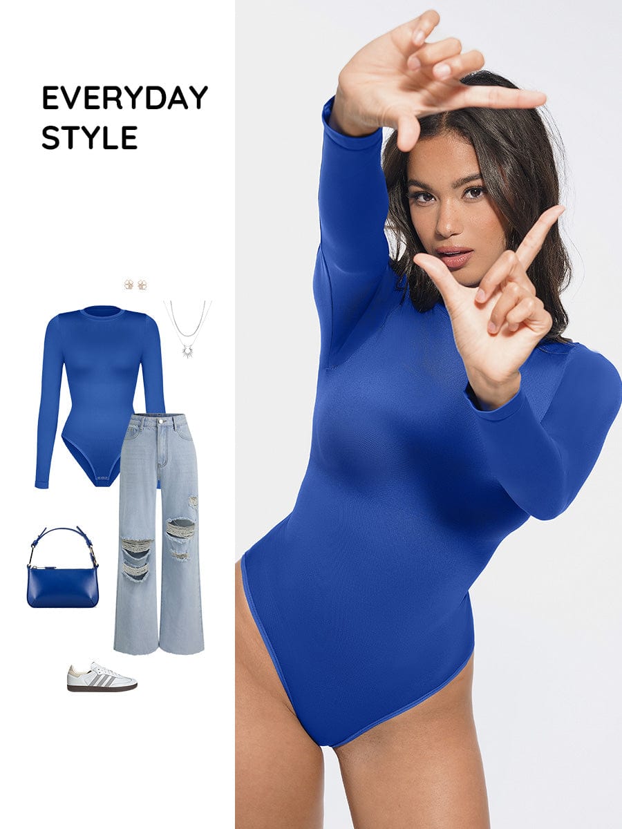 Round Neck Waist Shaping Snap Crotch Bodysuit 4