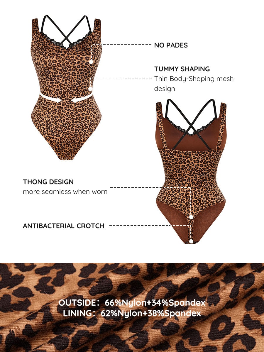 Lace V-Neck Shaping Thong Bodysuit 2