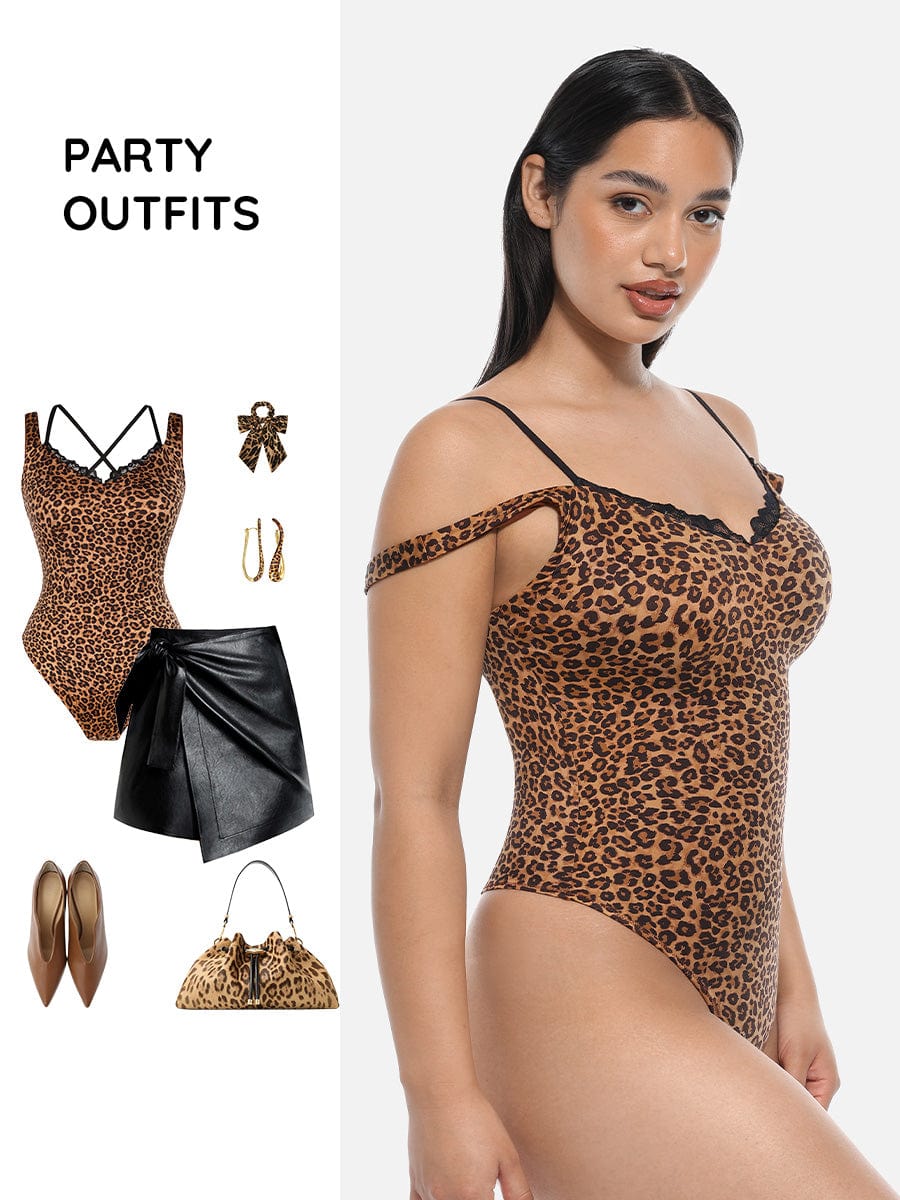 Lace V-Neck Shaping Thong Bodysuit 4