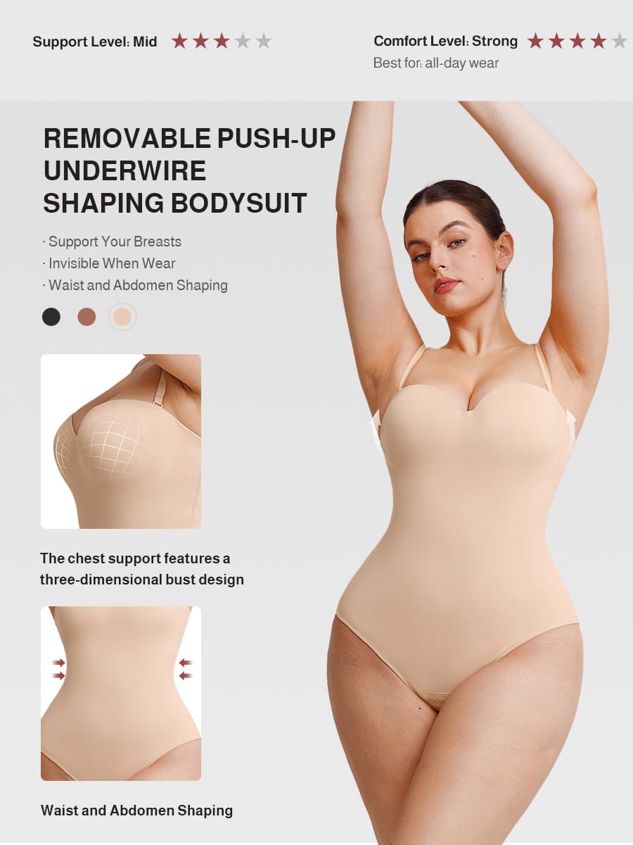 Seamless Underwire Half Cup Bodysuit With Removable Pads 31