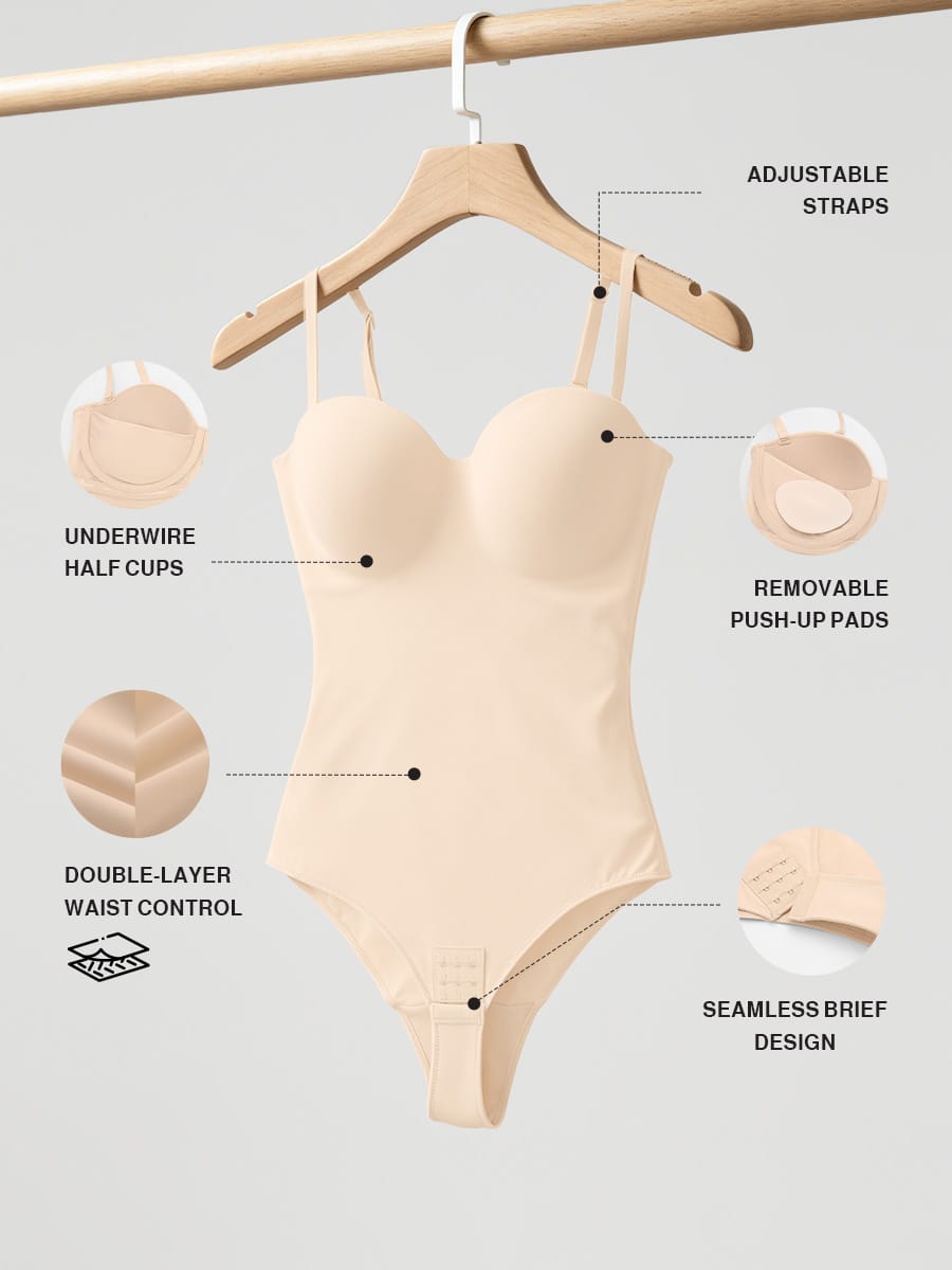 Seamless Underwire Half Cup Bodysuit With Removable Pads 32
