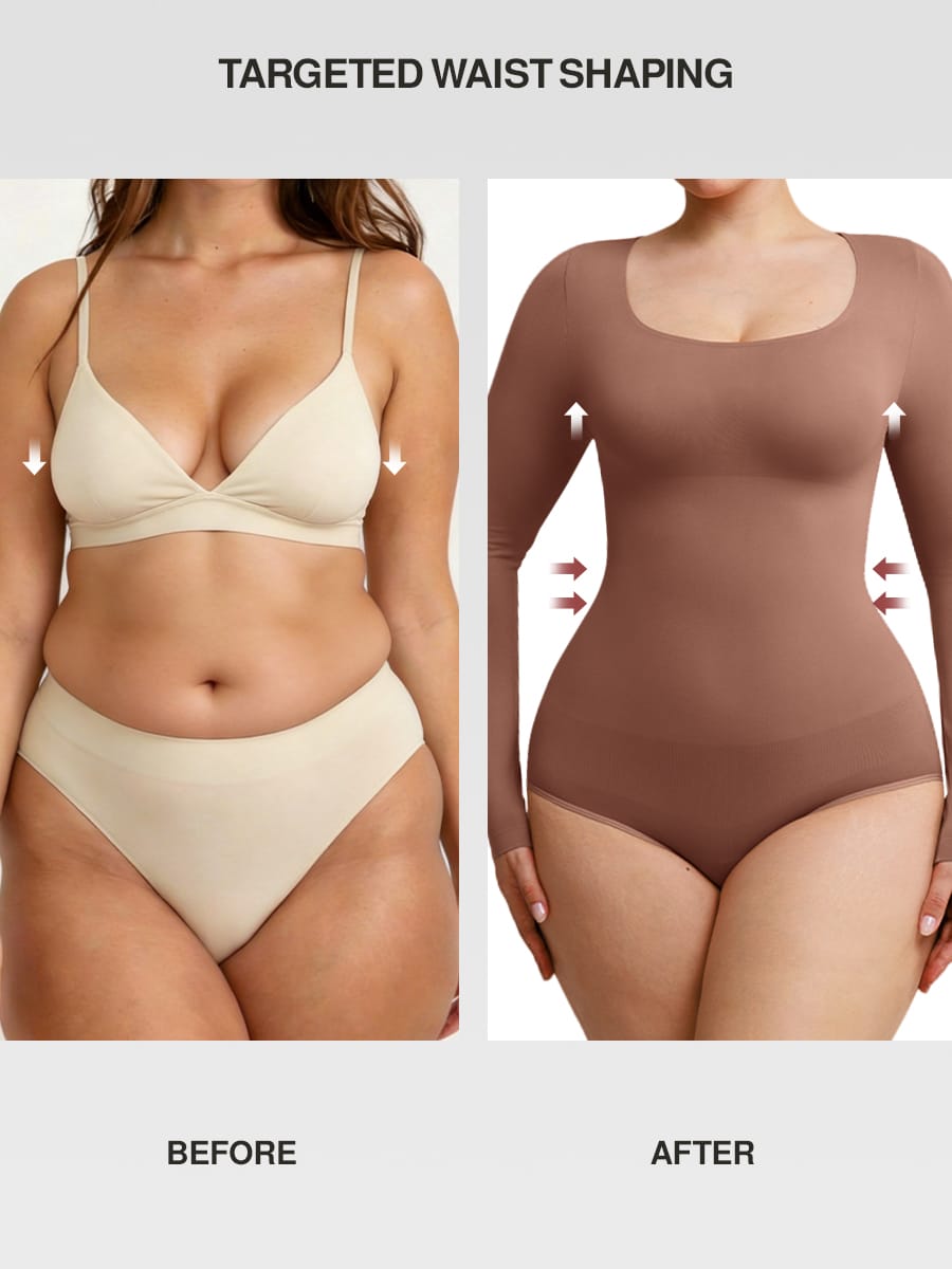 Seamless Scoop Neck Tummy Control Briefs Bodysuit 45