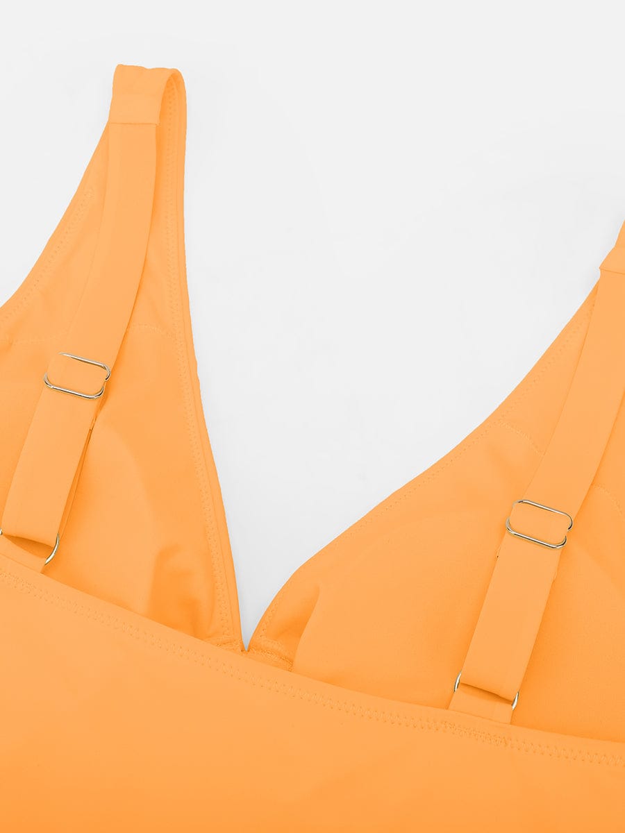 Waist Shaping Ruched One-Piece Swimsuit Yellow 6