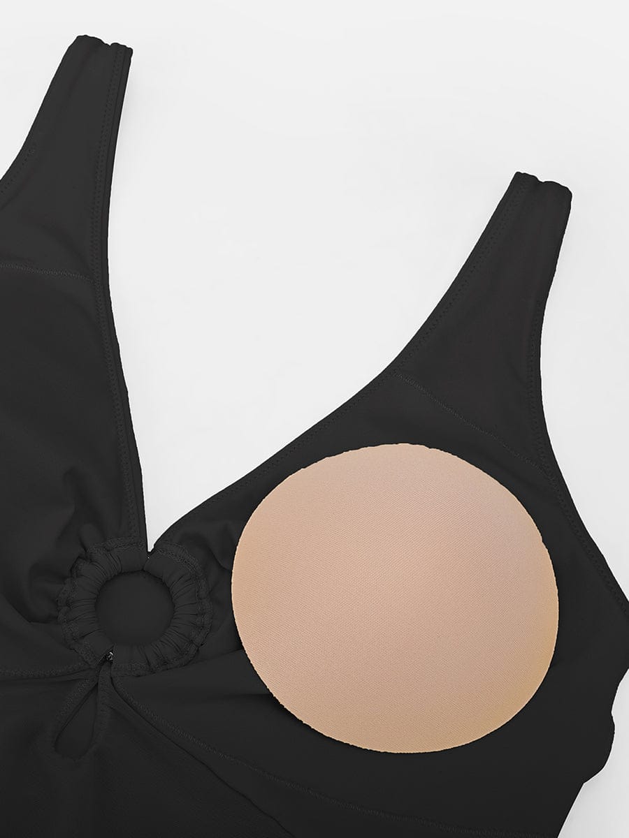 Waist Shaping Ruched One-Piece Swimsuit Yellow 1