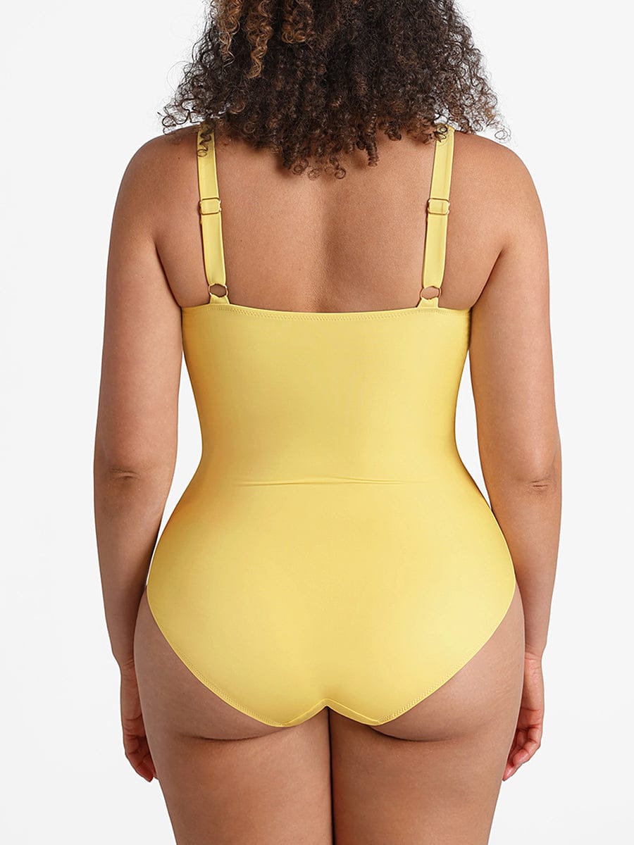 Waist Shaping Ruched One-Piece Swimsuit Red 2