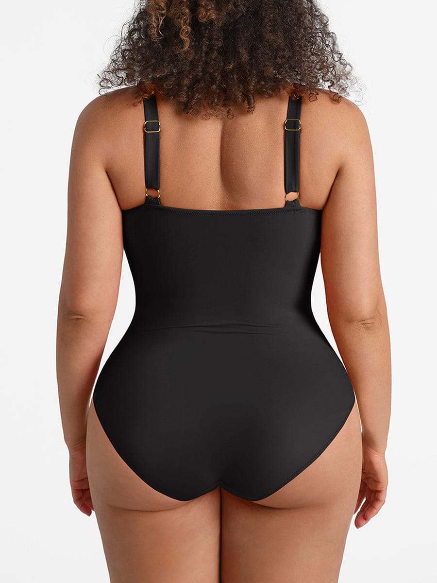 Waist Shaping Ruched One-Piece Swimsuit Red 7