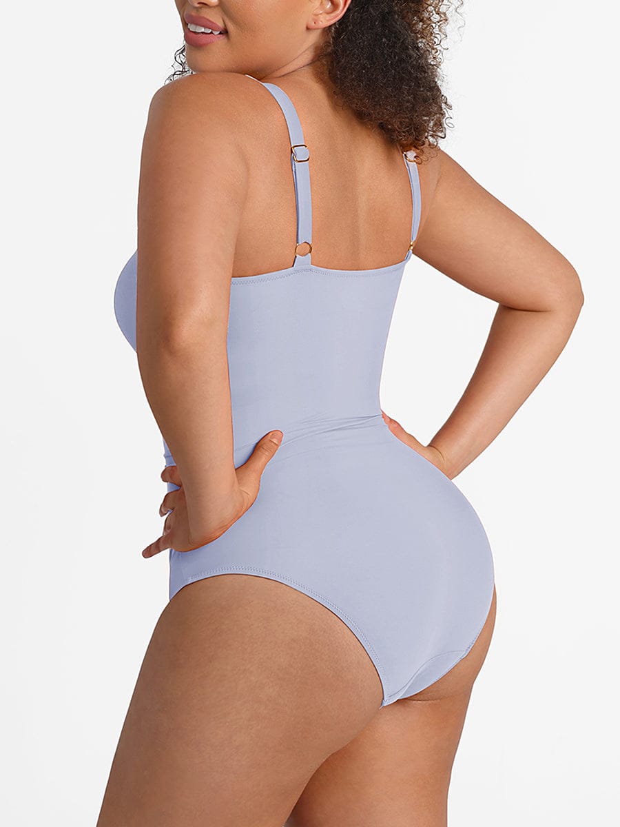 Waist Shaping Ruched One-Piece Swimsuit Orange 2