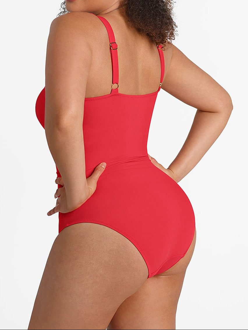 Waist Shaping Ruched One-Piece Swimsuit Black 3