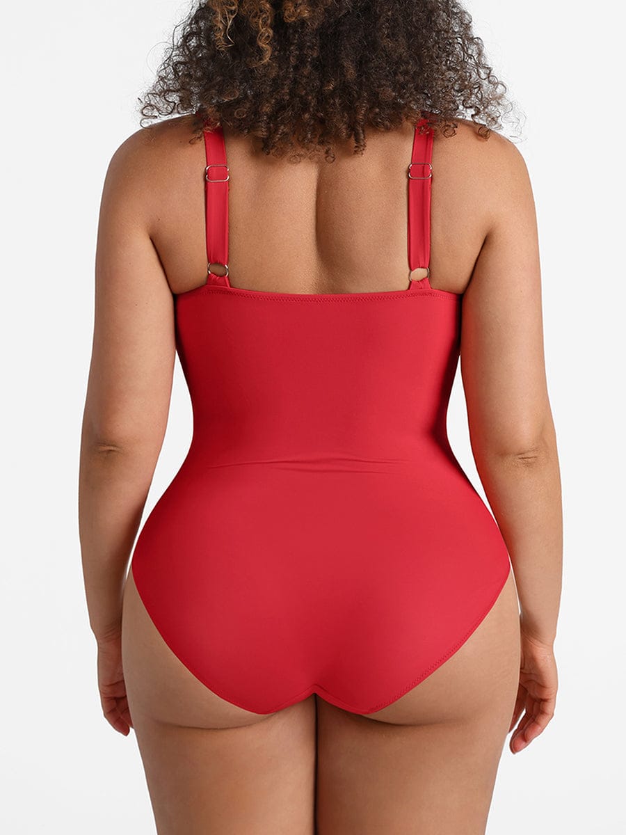 Waist Shaping Ruched One-Piece Swimsuit Black 2