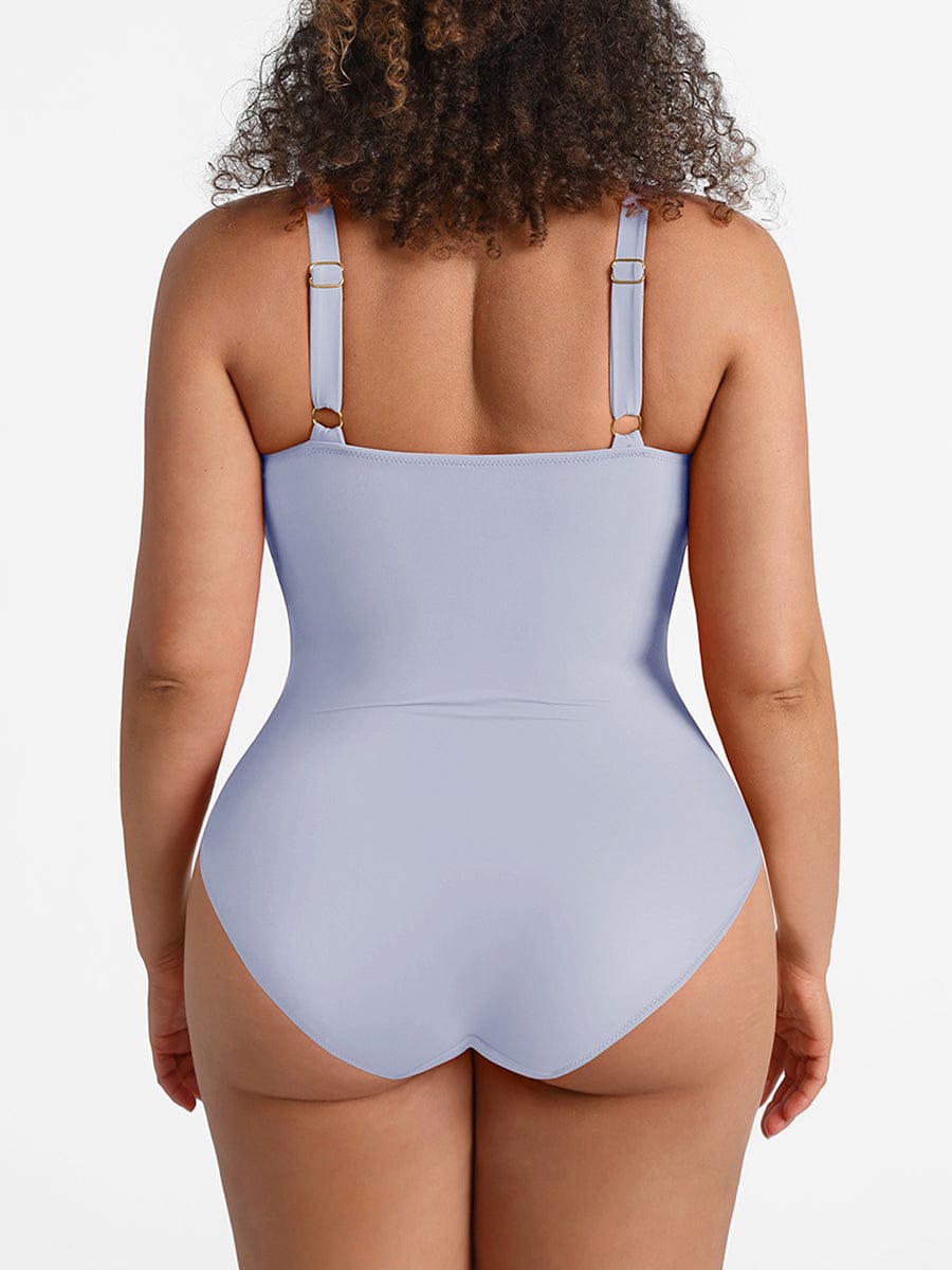 Waist Shaping Ruched One-Piece Swimsuit Orange 3