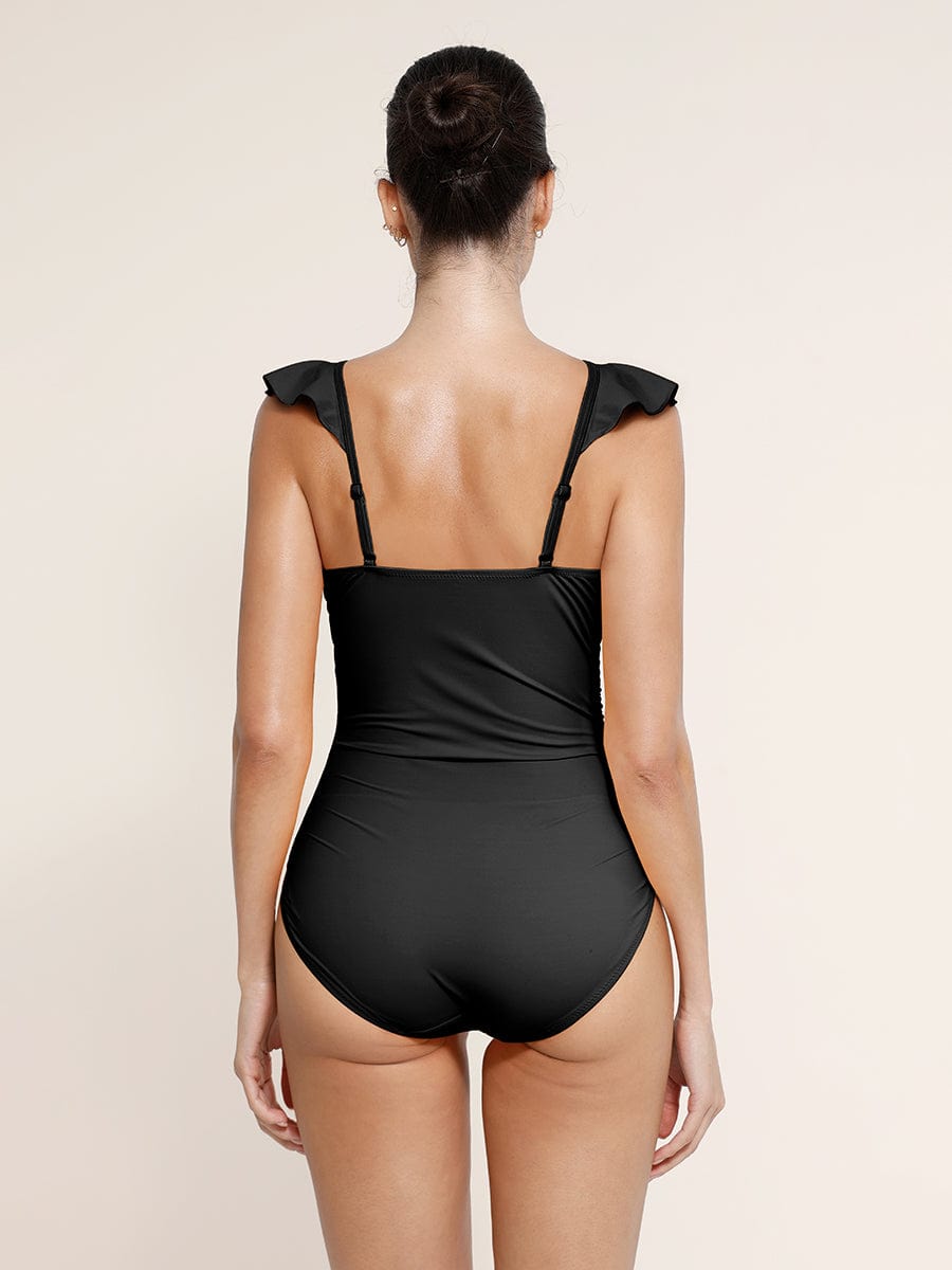 Ruffled V-Neck Lace-Up One-Piece Swimsuit 8