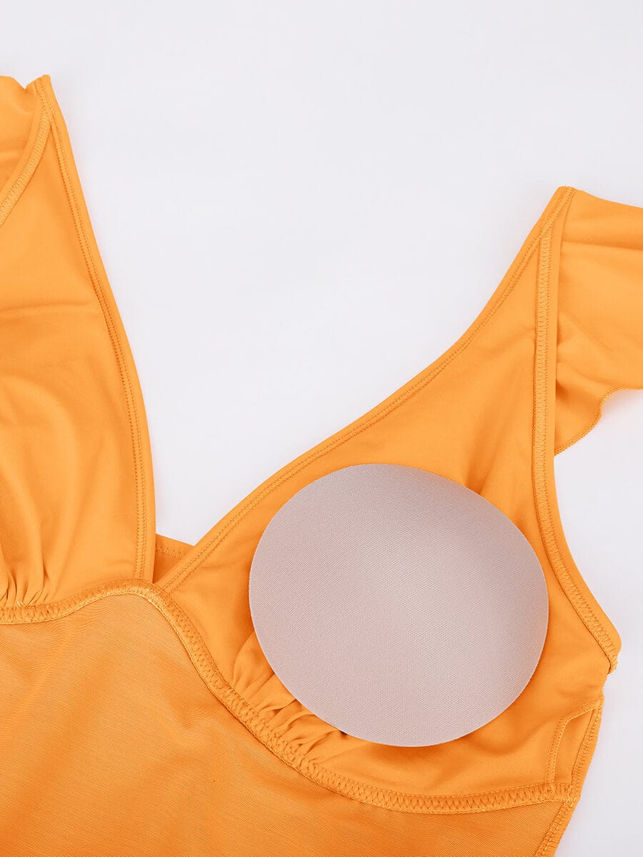 Ruffled V-Neck Lace-Up One-Piece Swimsuit 4