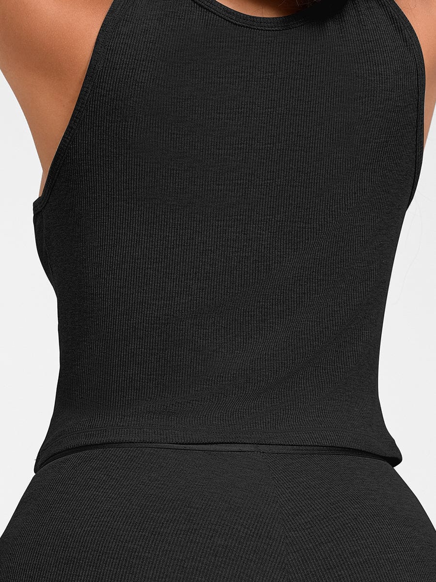 Ribbed Scoop Neck Tank Top Light Gray 2