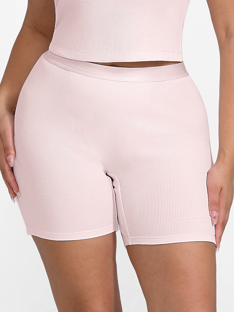 Ribbed Fitted Boxer Shorts Pink 6