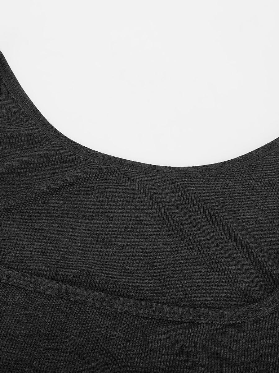 Ribbed Scoop Neck Tank Top Light Gray 6