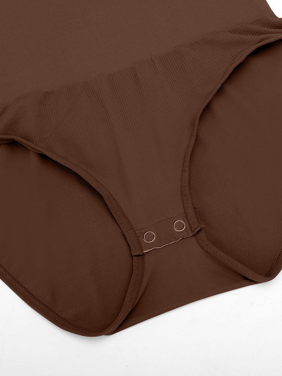 Long Sleeve Tummy Control Bodysuit Red 1