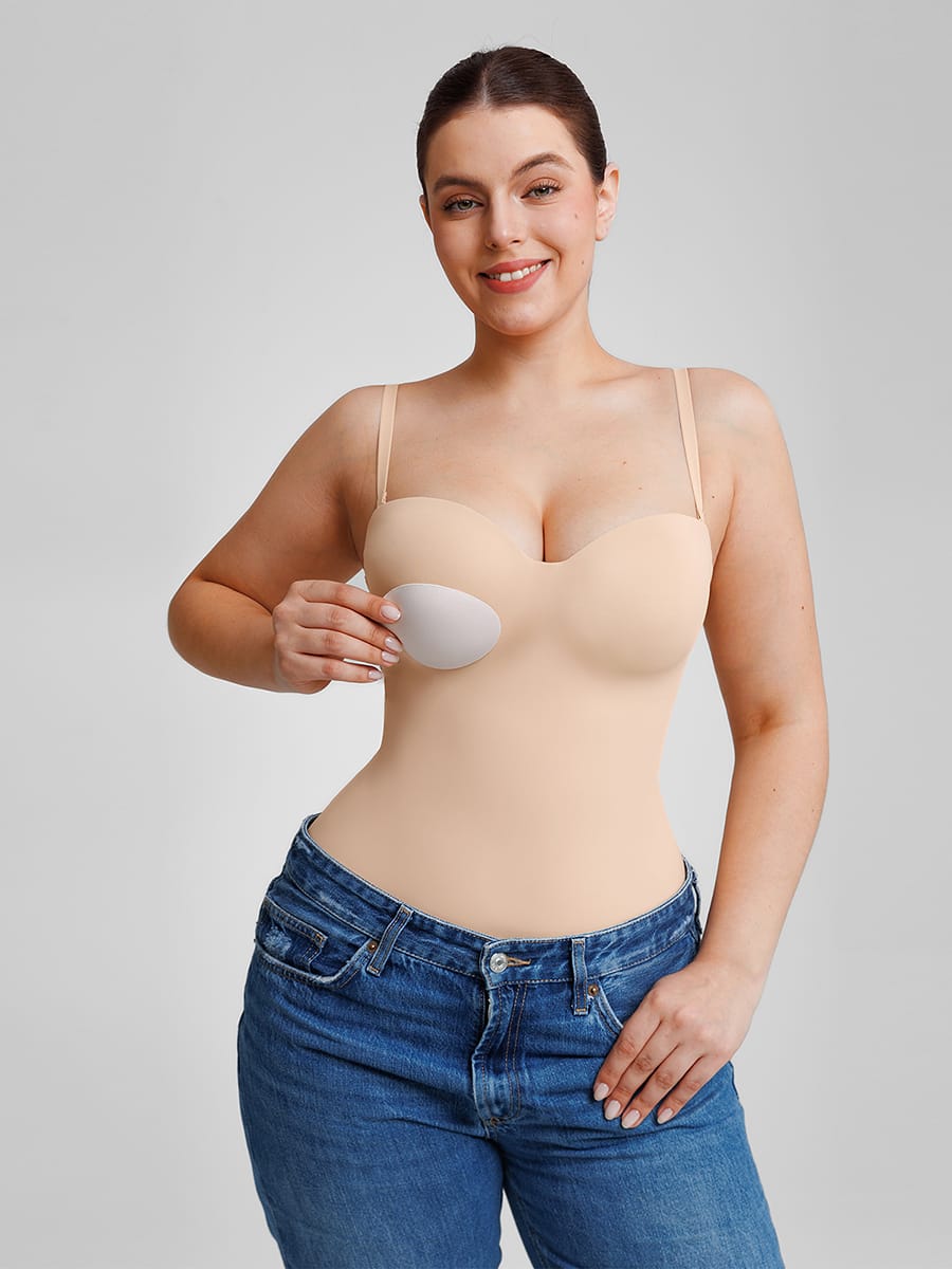 Seamless Underwire Half Cup Bodysuit With Removable Pads 26