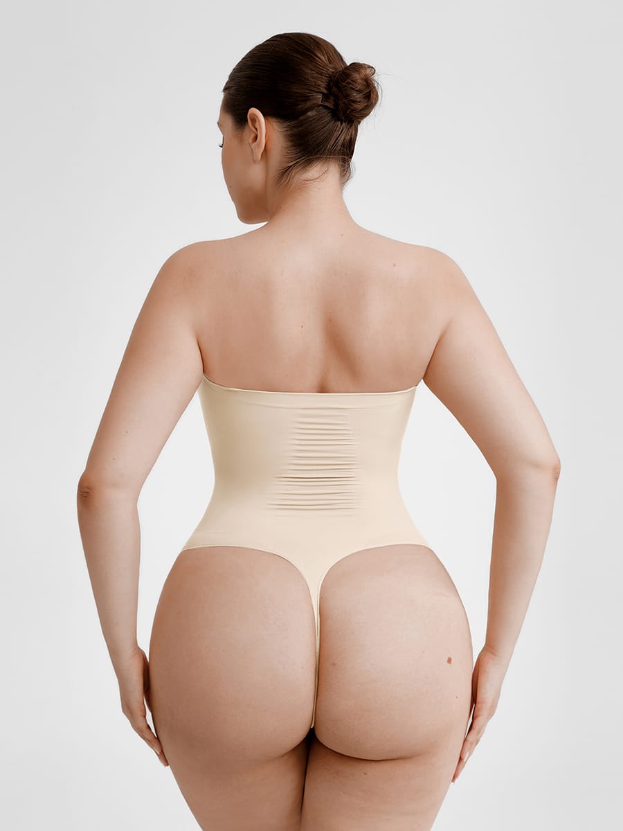 Seamless Strapless Tummy Control Thong Bodysuit 9